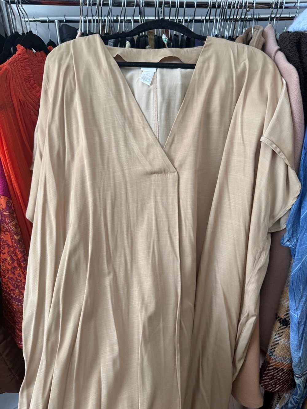 H&M Beige Maxi Dress with V-Neck